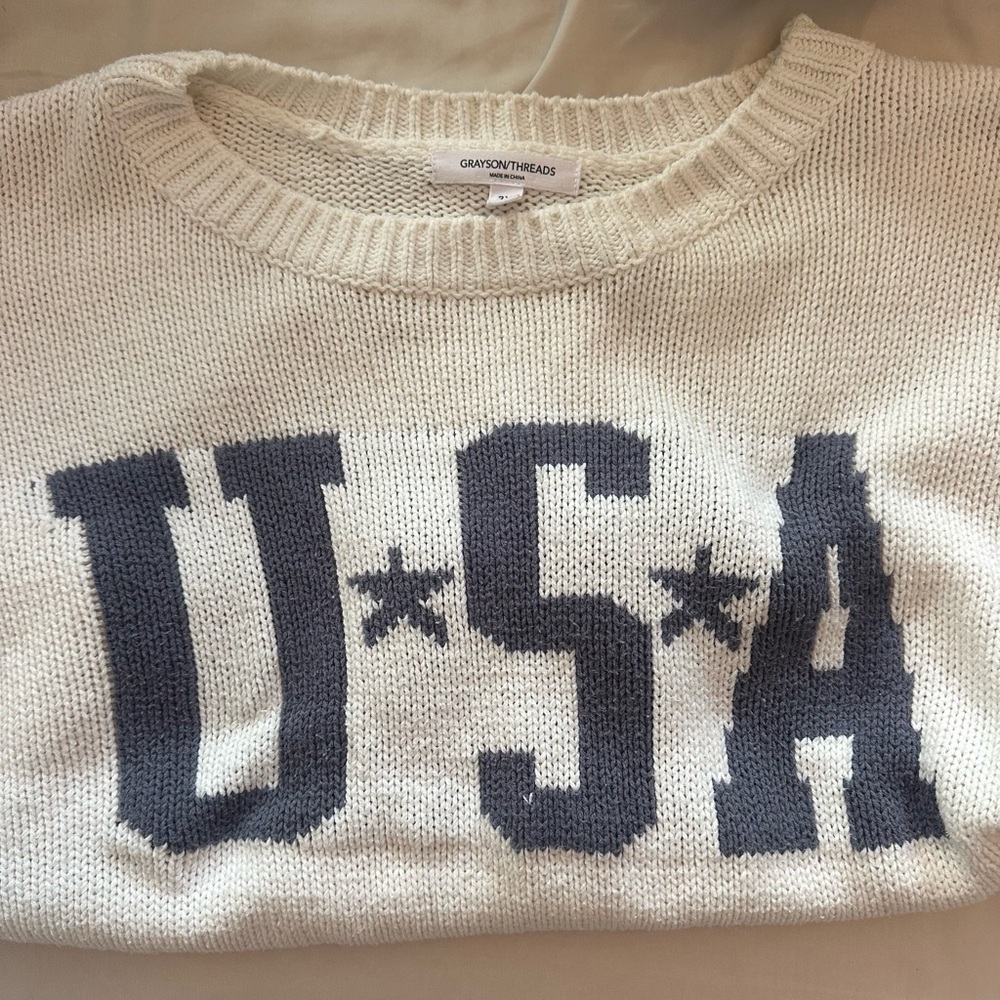 Grayson Threads Cream USA Sweater - Picture 4 of 7